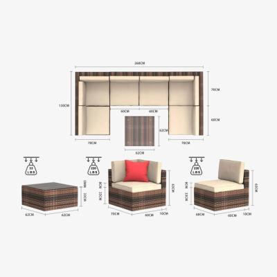 The Range 6 Seat Garden Rattan Furniture Set - Brown