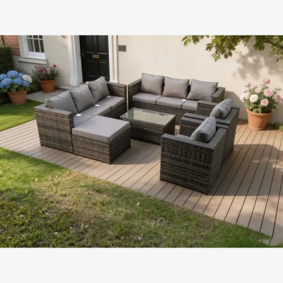 The Range Outdoor Rattn Garden Furniture Sofa Set Rectangular Coffee Table - Dark Grey Mixed