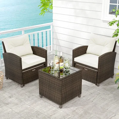 The Range 5 Piece Patio Rattan Furniture - White
