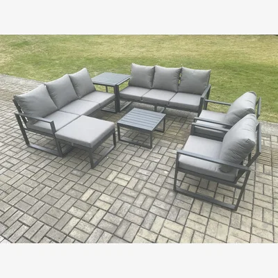 The Range Fimous Aluminium Patio Garden 7-Piece Outdoor Sofa Set Dark Grey - Dark grey powder coated with dark grey fabric