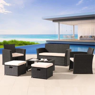 The Range Polyrattan Furniture Garden Set  - Black