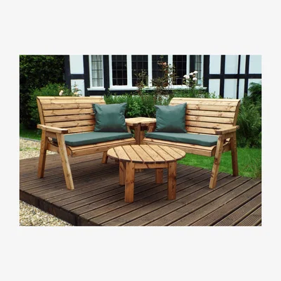 The Range Charles Taylor Four Seat Corner Set wCoffee Table and Cushions - Green - Green