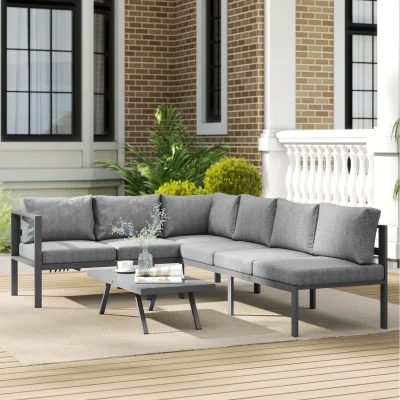 The Range Outsunny Patio Furniture Set with Adjustable Backrest - Dark Grey