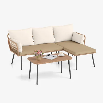 The Range 3 Piece Outdoor Sectional Cushioned Sofa Set