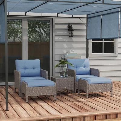 The Range 5 Piece PE Rattan Furniture Set - Blue