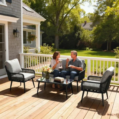 The Range Rattan Garden Furniture Set, 4 Piece Outdoor Patio Furniture - Black