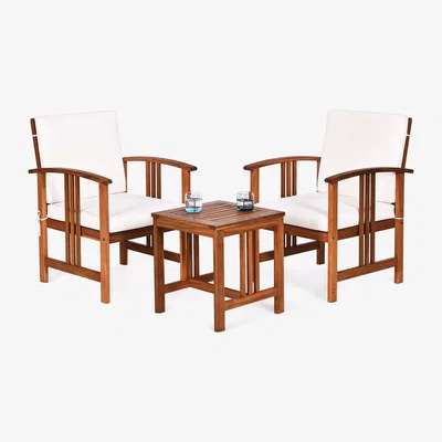 The Range 3-Piece Outdoor Furniture Padded Sectional Conversation Set - White