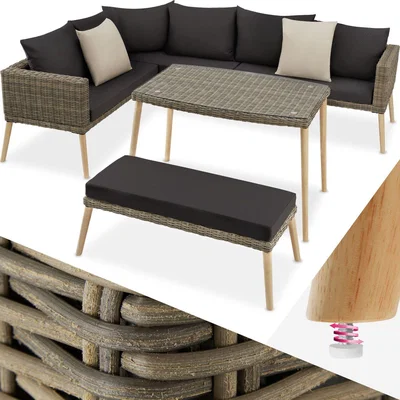 The Range Rattan Garden Set Pula 7 Seats, 1 Table - Brown