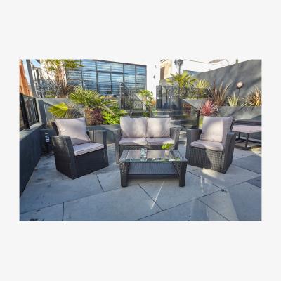 The Range ROSEN 4 SEATER RATTAN GARDEN FURNITURE SET IN GREY - black