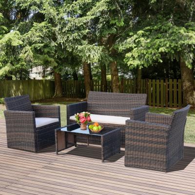 The Range 4 Piece Rattan Garden Sofa Set - Brown