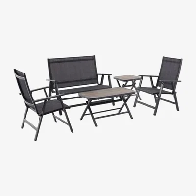 The Range 4 Seater Folding Outdoor Set - Black