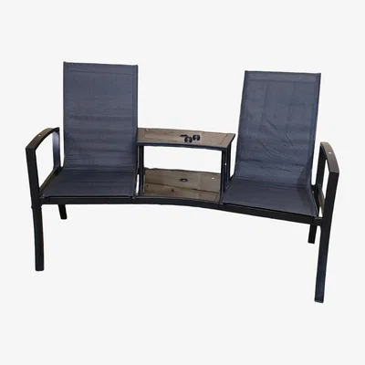 The Range Suntime Havana Black Duo Love Seat -  Tete a Tete Garden Bench - Black