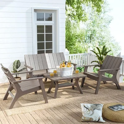 The Range Plastic Garden Furniture Table and Chairs Set - Coffee