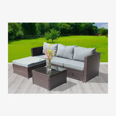 The Range 5Pcs Rattan Garden Furniture Set - Brown