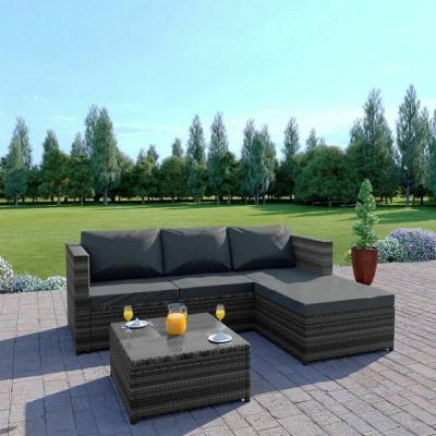 The Range Rattan Garden Corner Sofa And Table Patio Furniture Chair Set-Dark Grey - Dark Grey