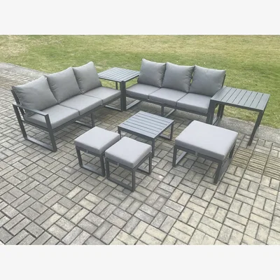 The Range Fimous Aluminium 9-Seater Outdoor Sofa Set, Dark Grey - Dark Grey
