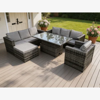 The Range 8 Seater¿Outdoor Rattan Garden Furniture Sofa Set Dark Grey Mixed - Dark Grey Mixed