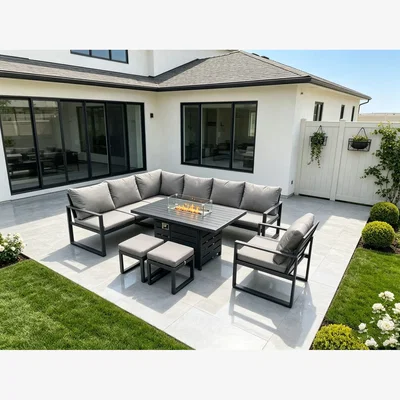 The Range Fimous Fire Pit Sofa Set - Dark Grey