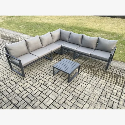 The Range Fimous 7-Seater Aluminium Outdoor Corner Sofa Set Dark Grey - Dark Grey