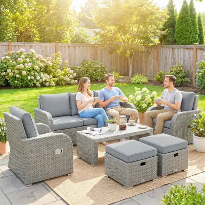 The Range Outsunny Reclining Rattan Garden Furniture Set - Dark Grey