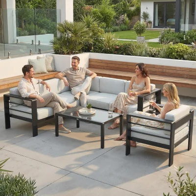 The Range Outsunny Aluminium Frame 5 PCs Cushioned Garden Sofa Set - Grey