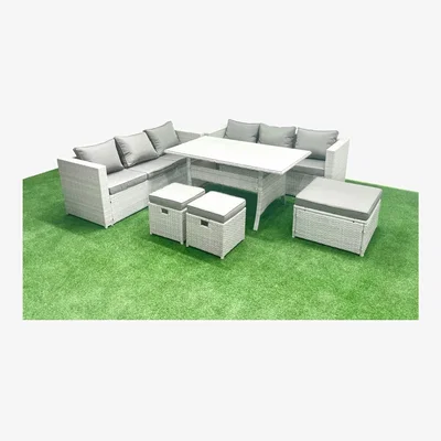 The Range Fimous 9-Seater Rattan Outdoor Sofa Set Light Grey Mixed - Light Grey Mixed