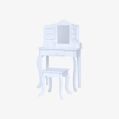 The Range Little Princess Anna Kids Play Vanity Table and Stool, White - White