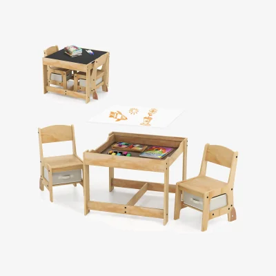 The Range Wooden Children Table Chairs Set - Natural