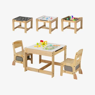 The Range 3 in 1 Kids Table and Chair Set - Black