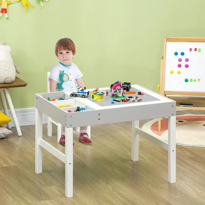 The Range kids Activity Table and Chair Set Building Blocks Table - Grey