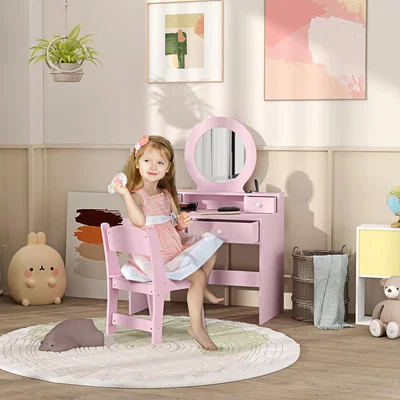 The Range AIYAPLAY Kids Dressing Table Set with Stool - Pink