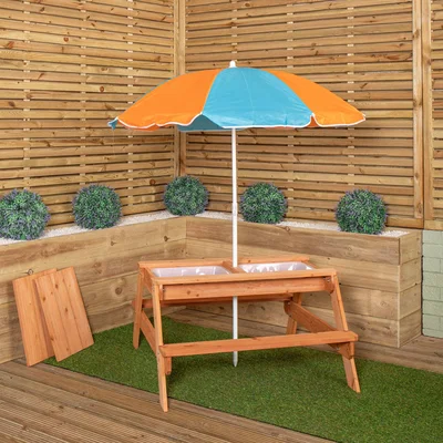 The Range Kids Outdoor Wooden Picnic and Activity Table - Brown