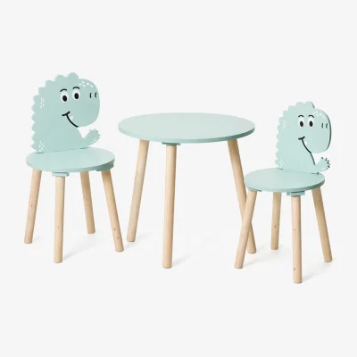 The Range Children's Wooden Dinosaur or Butterfly Pink or Green Table and Chairs Set - Mint Green