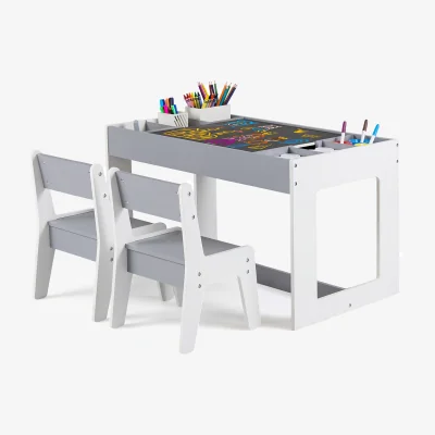 The Range Multifunctional Kids Table and 2 Chairs Set - Grey