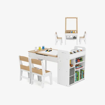 The Range Kids Art Table and Chairs Set - Natural