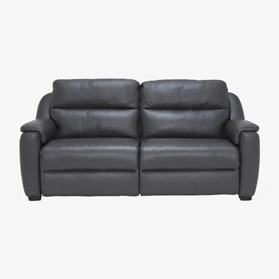 Barker and Stonehouse Strauss Grey Leather Recliner Loveseat