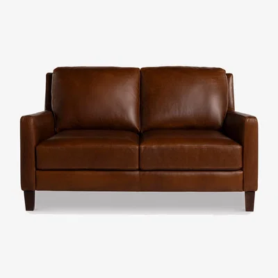 Barker and Stonehouse Barclay Loveseat Sofa, Brown Leather | Barker & Stonehouse