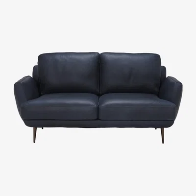 Barker and Stonehouse Pax Leather Love Seat, Blue | Barker & Stonehouse