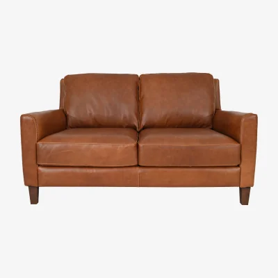 Barker and Stonehouse Albard Loveseat Sofa, Brown Leather | Barker & Stonehouse