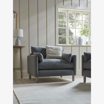 Cox and Cox Edmonton Love Seat – Dusky Blue Cotton Stripe