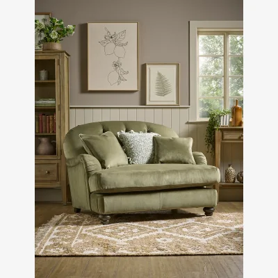 Cox and Cox Vollen Loveseat - Light Grey Velvet