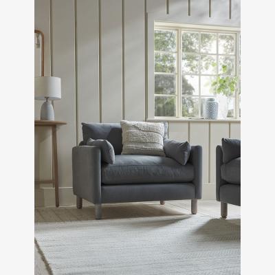 Cox and Cox Edmonton Love Seat â€“ Vintage Grey Herringbone