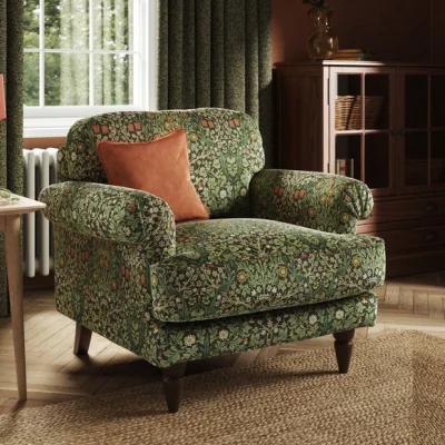 Dunelm Jolene William Morris Blackthorn Print Velvet Snuggle Chair