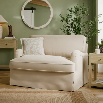 Dunelm Beatrice II Faux Linen Fixed Loose Cover Snuggle Chair