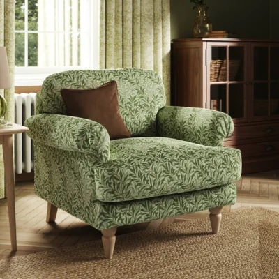 Dunelm Jolene William Morris Willow Bough Print Velvet Snuggle Chair