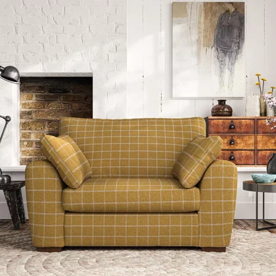 Dunelm Madison Snuggle Chair Check Ochre