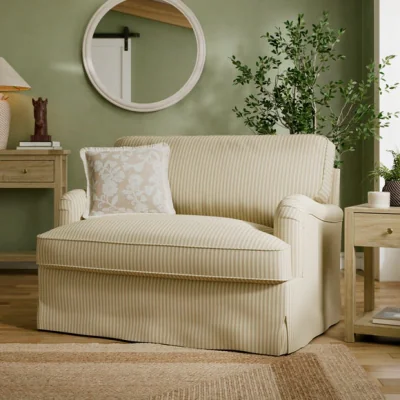 Dunelm Beatrice II Rutland Stripe Fixed Loose Cover Snuggle Chair