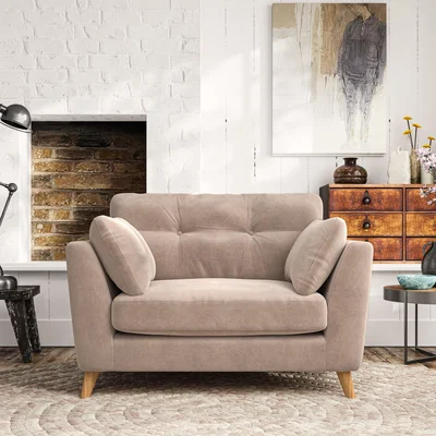 Dunelm Peyton Snuggle Chair Luxury Velvet Natural