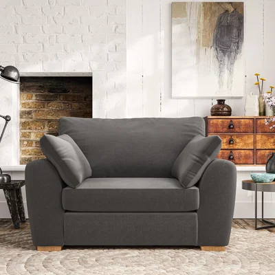 Dunelm Madison Snuggle Chair House Velvet Charcoal