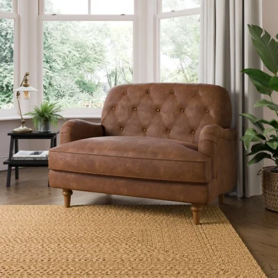 Dunelm Beatrice II Buttoned Faux Leather Snuggle Chair